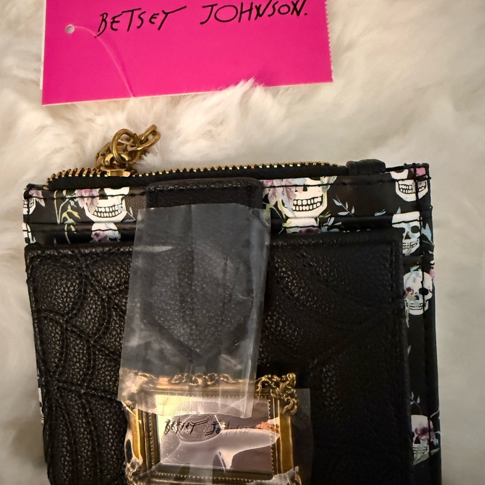 Betsey Johnson Black and Gold Skull Wallet
